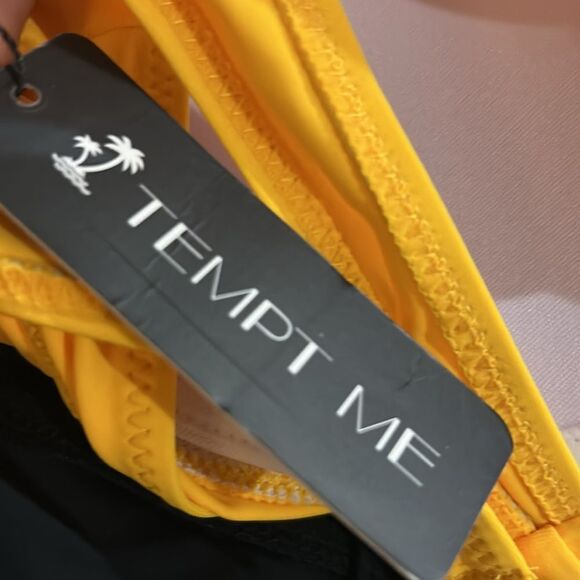 Tempt Me Yellow Halter Bikini Top XL NWT - Picture 5 of 8